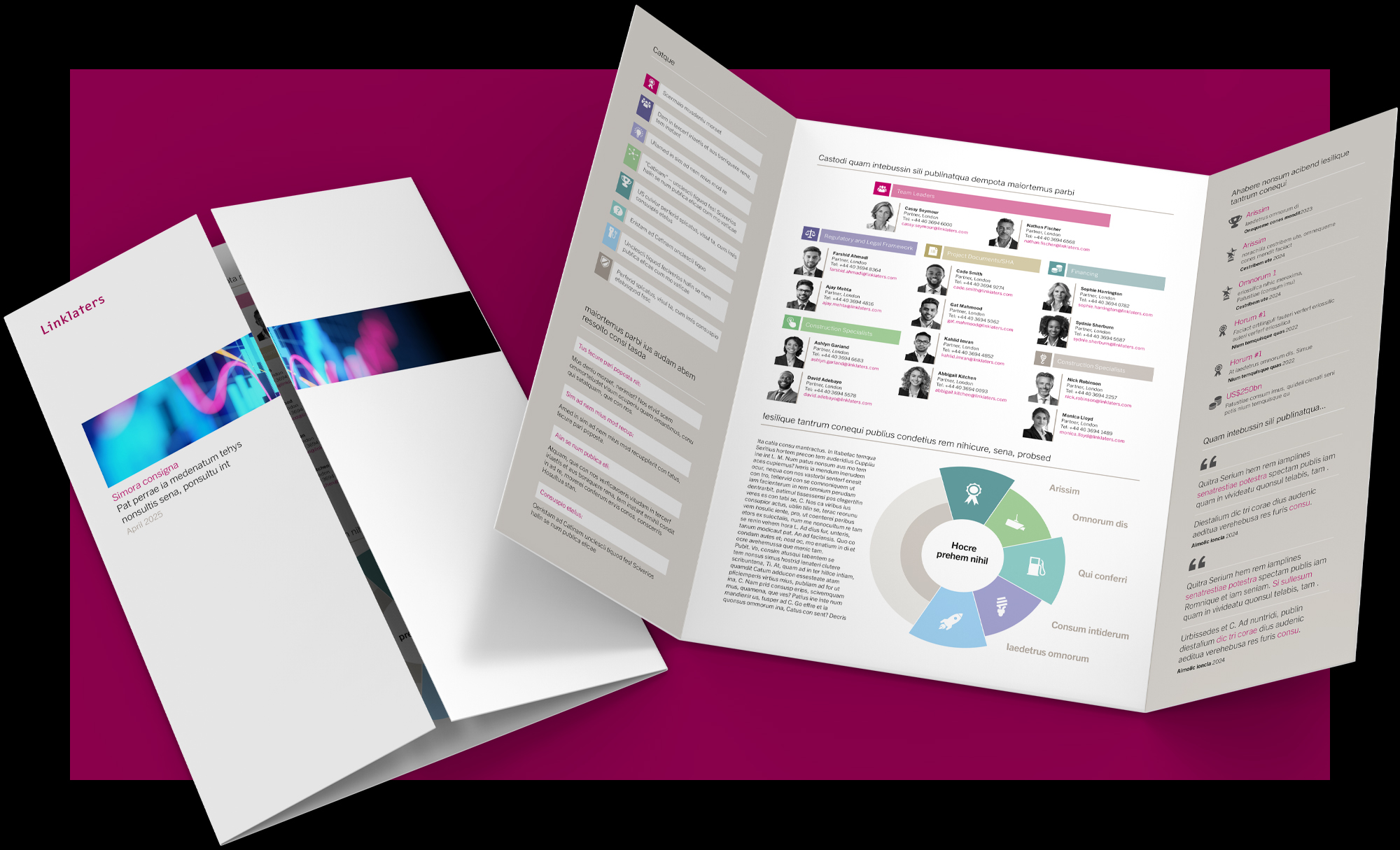 Single open gate fold brochure, 3 panel and six pages leaflet. blank white